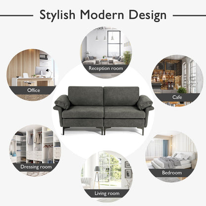 Divano moderno a due posti in tessuto Costway per piccoli spazi con - Vedi dettagli