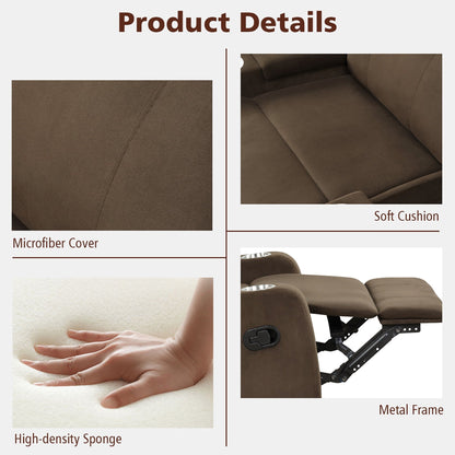 Poltrona reclinabile Costway, divano singolo con braccioli e contenitore e tazza