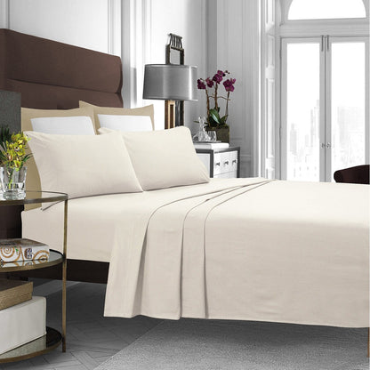 Set di lenzuola in flanella di cotone con tasche extra profonde e lenzuolo piatto oversize