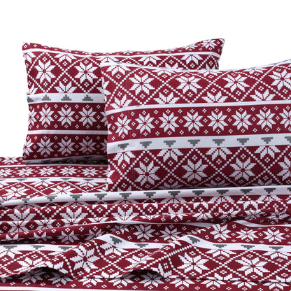 Set di lenzuola in flanella di cotone con tasche extra profonde e lenzuolo piatto oversize