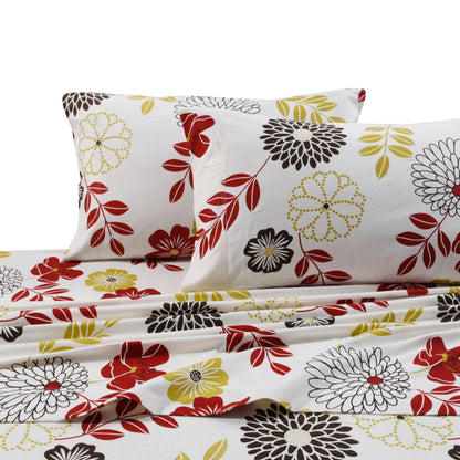 Set di lenzuola in flanella di cotone con tasche extra profonde e lenzuolo piatto oversize