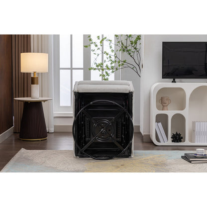 Sedia a dondolo girevole in tessuto di lino e cotone, reclinabile, con schienale regolabile e poggiapiedi per soggiorno.