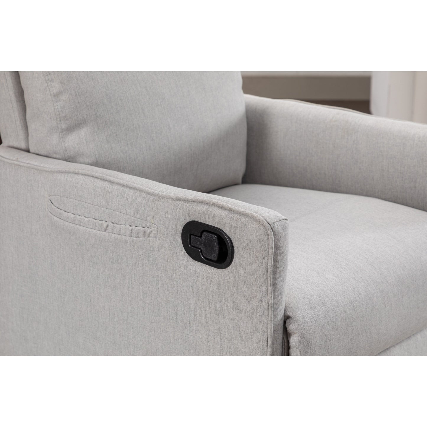 Sedia a dondolo girevole in tessuto di lino e cotone, reclinabile, per bambini, con schienale e poggiapiedi regolabili