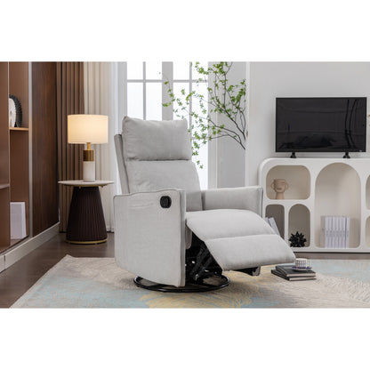 Sedia a dondolo girevole in tessuto di lino e cotone, reclinabile, per bambini, con schienale e poggiapiedi regolabili