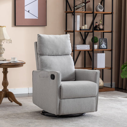 Sedia a dondolo girevole in tessuto di cotone e lino