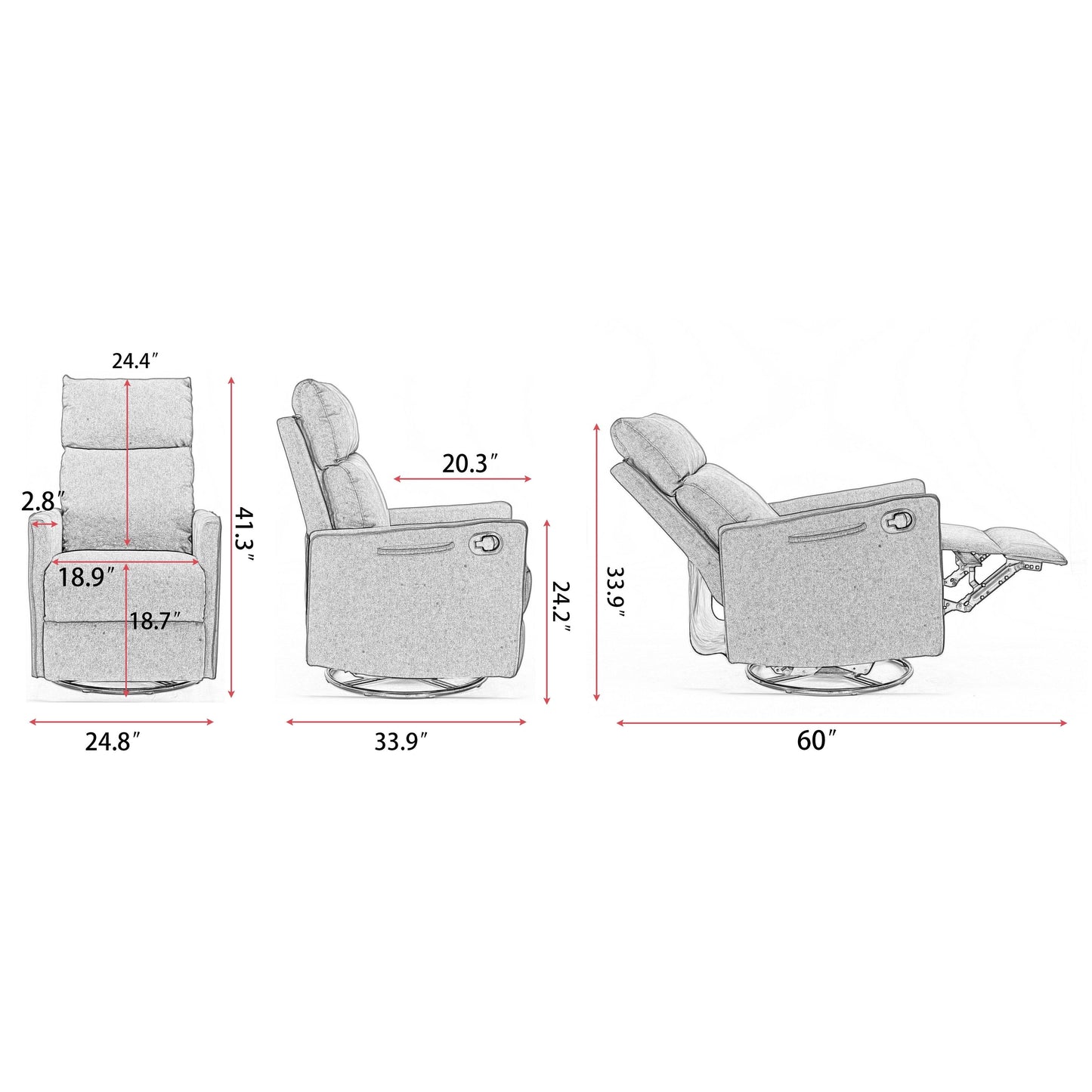 Sedia a dondolo girevole in tessuto di cotone e lino