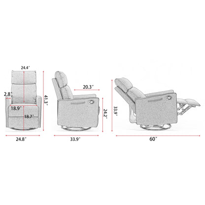 Sedia a dondolo girevole in tessuto di cotone e lino
