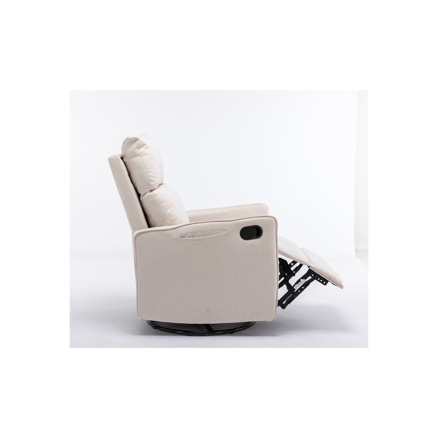 Sedia a dondolo girevole in tessuto di cotone e lino