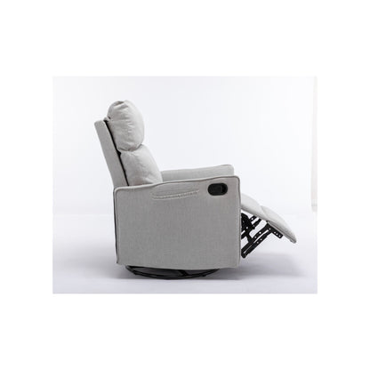 Sedia a dondolo girevole in tessuto di cotone e lino