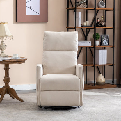 Sedia a dondolo girevole in tessuto di cotone e lino