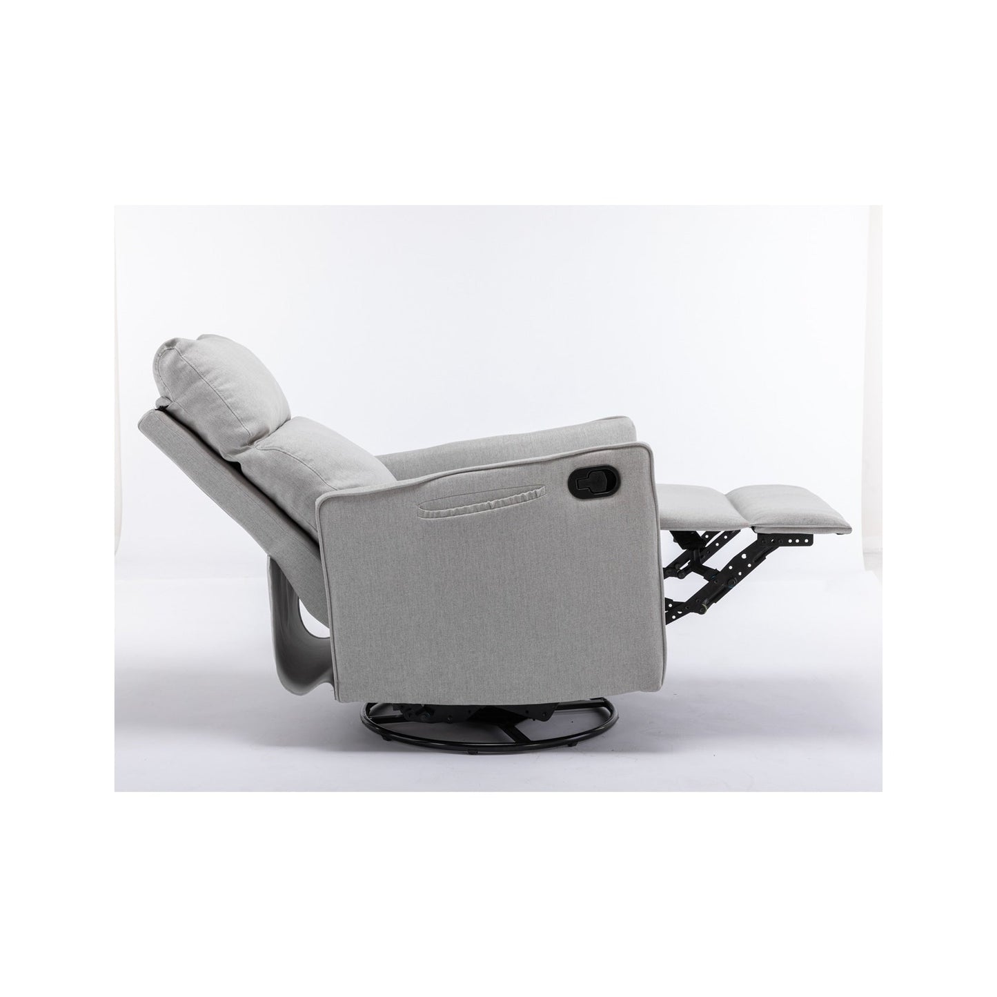 Sedia a dondolo girevole in tessuto di cotone e lino