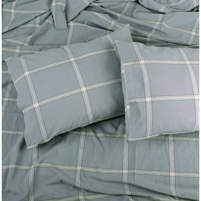 Set copripiumino in cotone a quadri con motivo a quadri, 3 pezzi