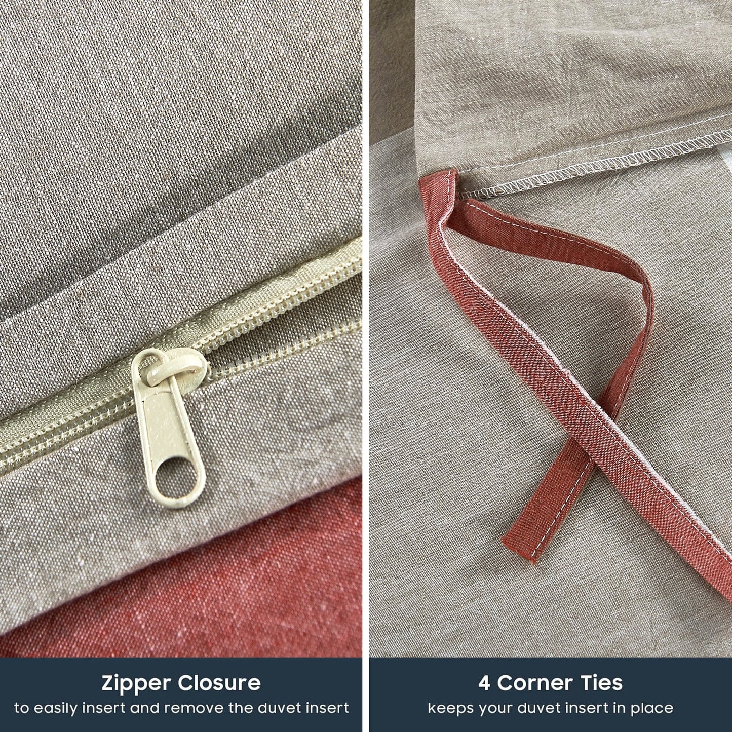 Set copripiumino in cotone a quadri con motivo a quadri, 3 pezzi