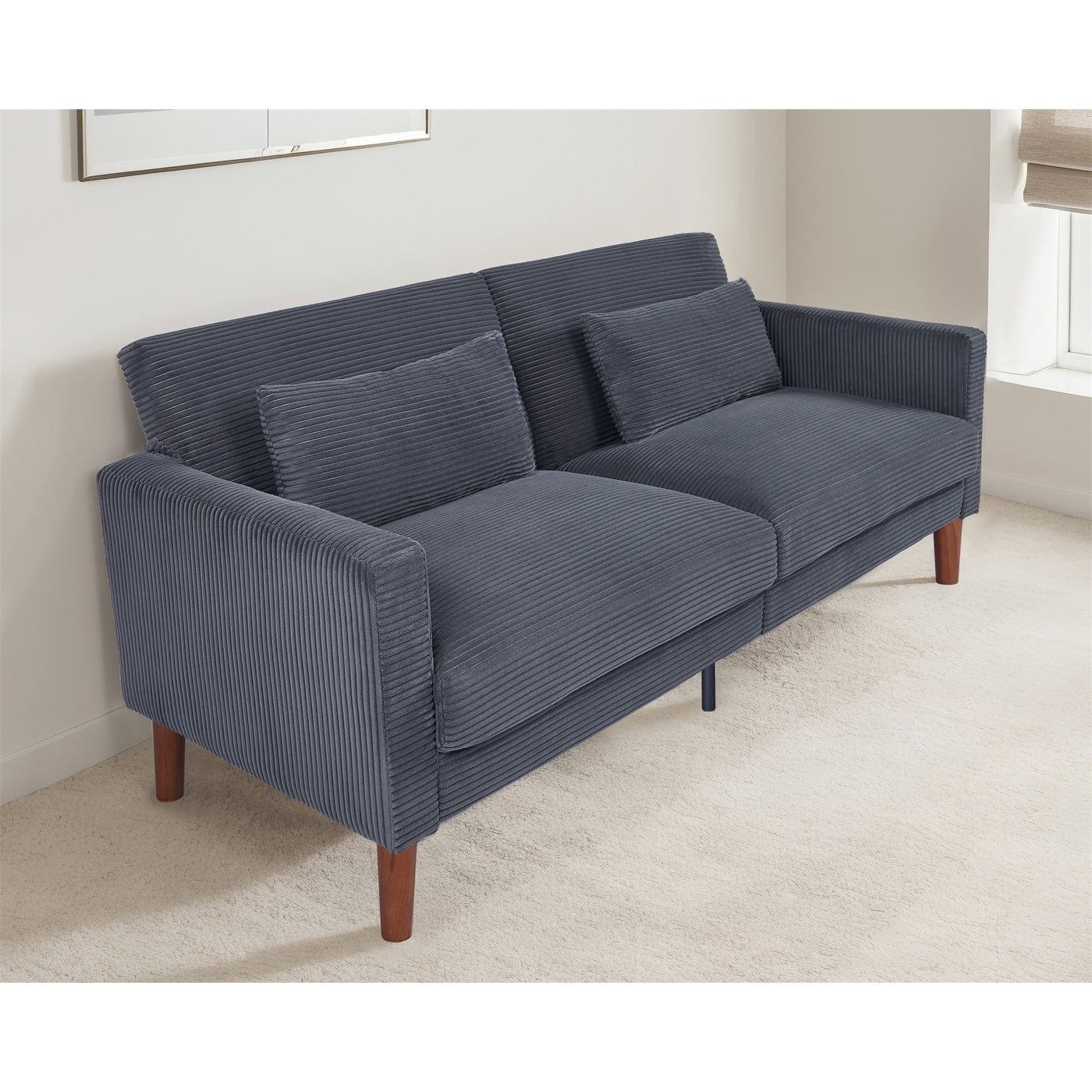 Divano, divano in velluto a coste, divano a due posti con 2 cuscini per soggiorno, camera da letto