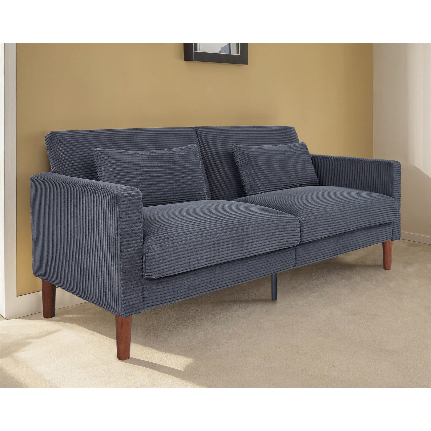 Divano, divano in velluto a coste, divano a due posti con 2 cuscini per soggiorno, camera da letto