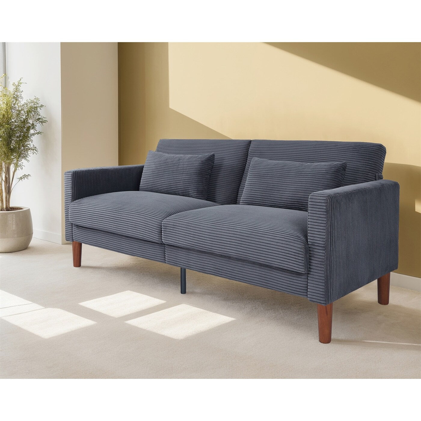 Divano, divano in velluto a coste, divano a due posti con 2 cuscini per soggiorno, camera da letto