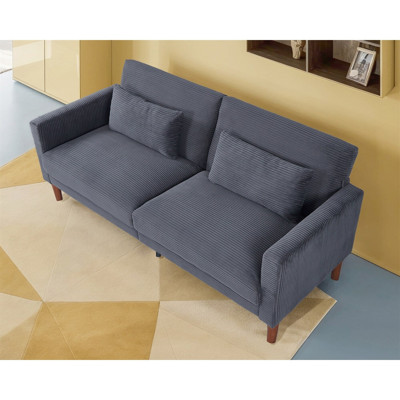 Divano, divano in velluto a coste, divano a due posti con 2 cuscini per soggiorno, camera da letto