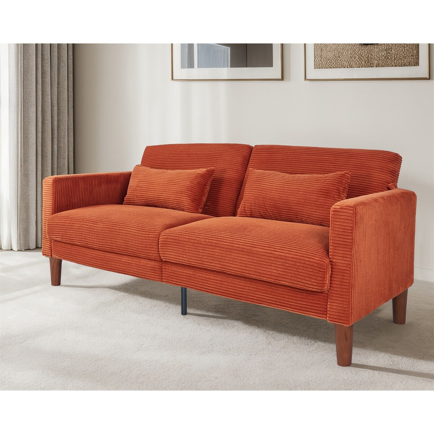 Divano, divano in velluto a coste, divano a due posti con 2 cuscini per soggiorno, camera da letto