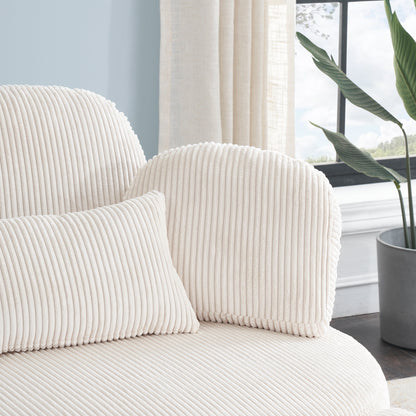 Comoda poltrona singola Cozy 43 con 3 cuscini - Comodo tessuto in velluto a coste per sale riunioni e uso domestico