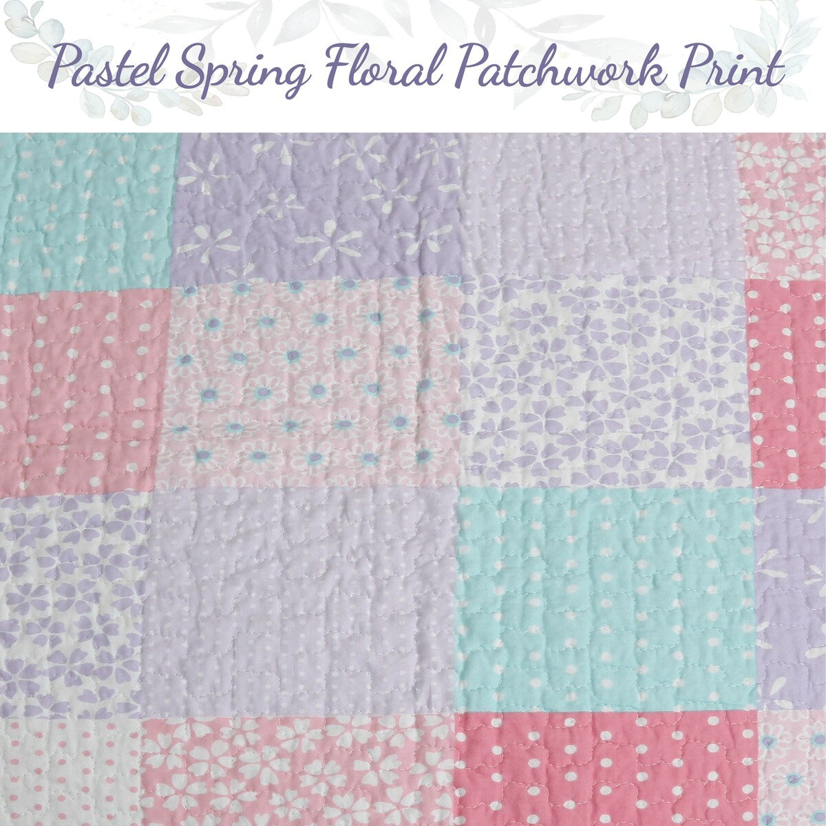 Set di biancheria da letto reversibile con trapunta in cotone patchwork rosa floreale Angelina di Cozy Line