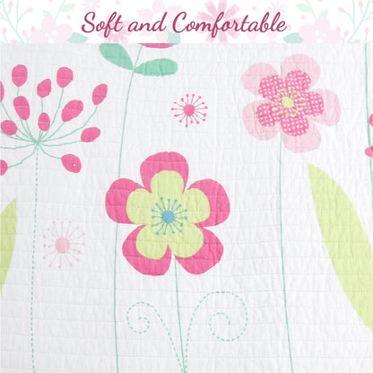 Set di biancheria da letto reversibile in cotone Cozy Line Pink Blossom con cuscini decorativi