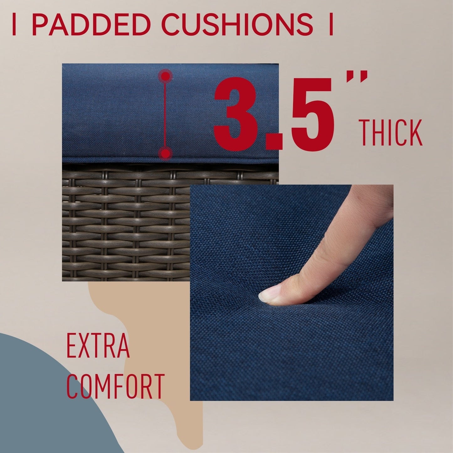 Set di 3 sedie a dondolo girevoli in vimini marrone per esterni