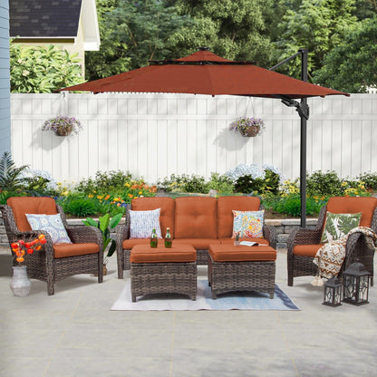 Set da conversazione per patio esterno in vimini Cozywor da 5 pezzi