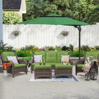 Set da conversazione per patio esterno in vimini Cozywor da 5 pezzi