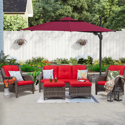 Set da conversazione per patio esterno in vimini Cozywor da 5 pezzi