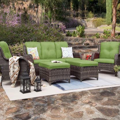 Set da conversazione per patio esterno in vimini Cozywor da 5 pezzi