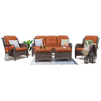 Set da conversazione per patio esterno in vimini Cozywor da 5 pezzi