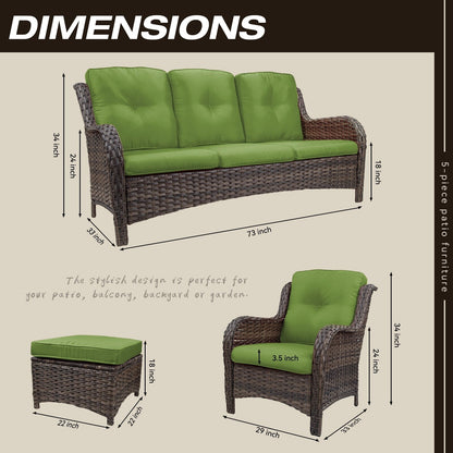Set da conversazione per patio esterno in vimini Cozywor da 5 pezzi