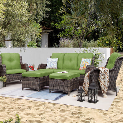 Set da conversazione per patio esterno in vimini Cozywor da 5 pezzi