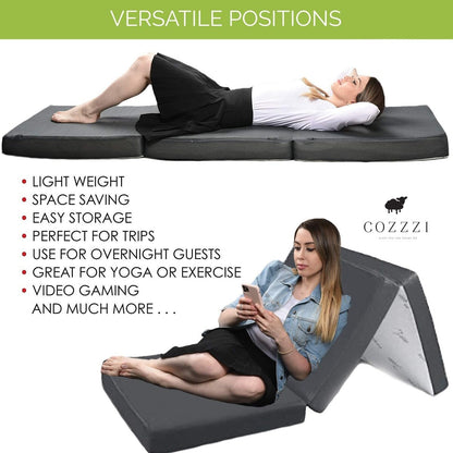 Materasso pieghevole Cozzzi - Materasso in schiuma a tre ante, misura singola, 78x31x4