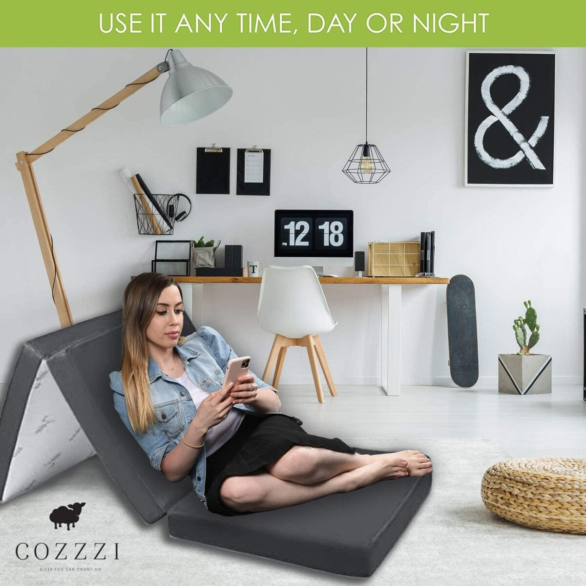 Materasso pieghevole Cozzzi - Materasso in schiuma a tre ante, misura singola, 78x31x4