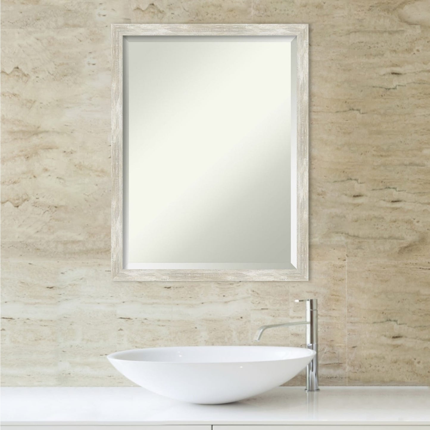 Specchio da parete per bagno bisellato - Cornice metallica screpolata