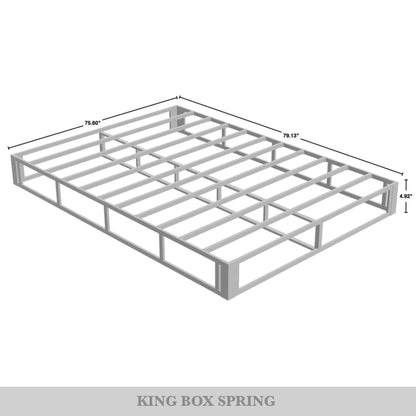 CraftPorch - Letto a molle in metallo da 5 pollici con rivestimento in lino grigio caldo