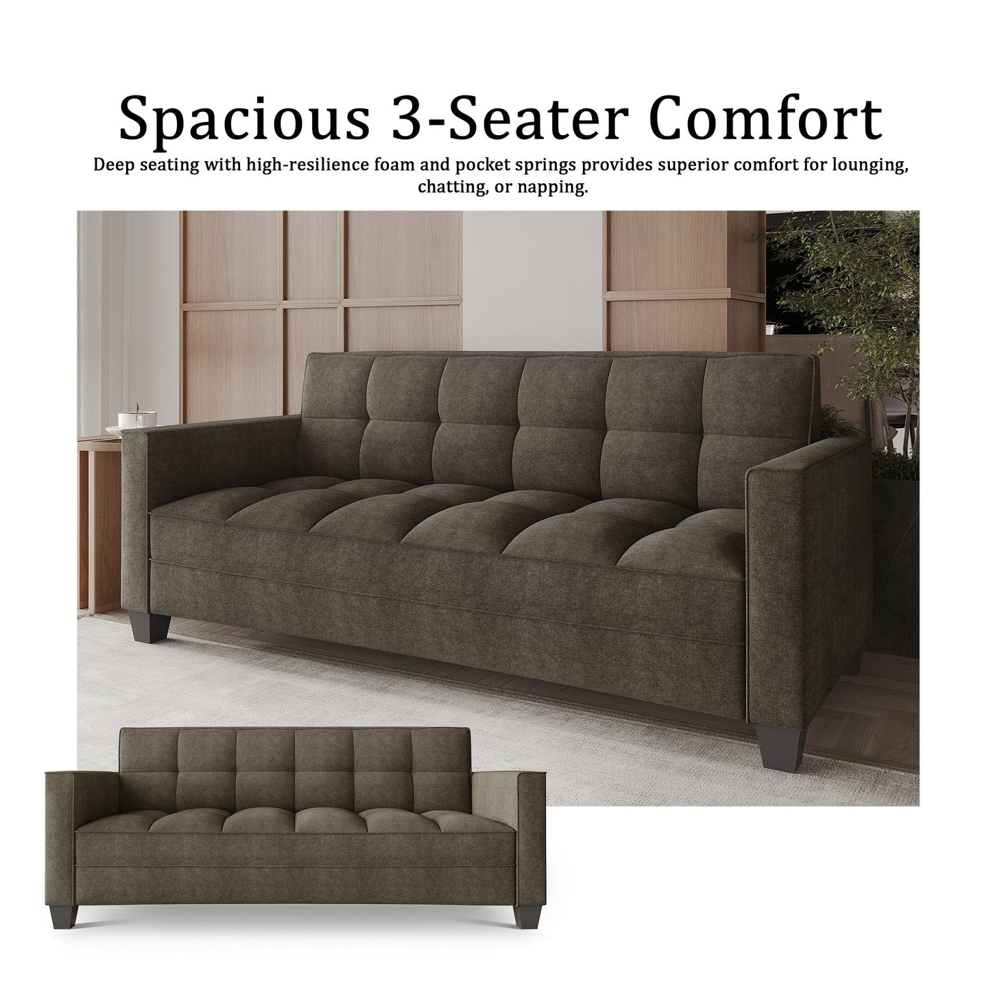 Divano imbottito in lino moderno ed elegante CraftPorch