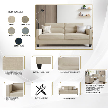 Divano imbottito in lino pulito e minimalista CraftPorch