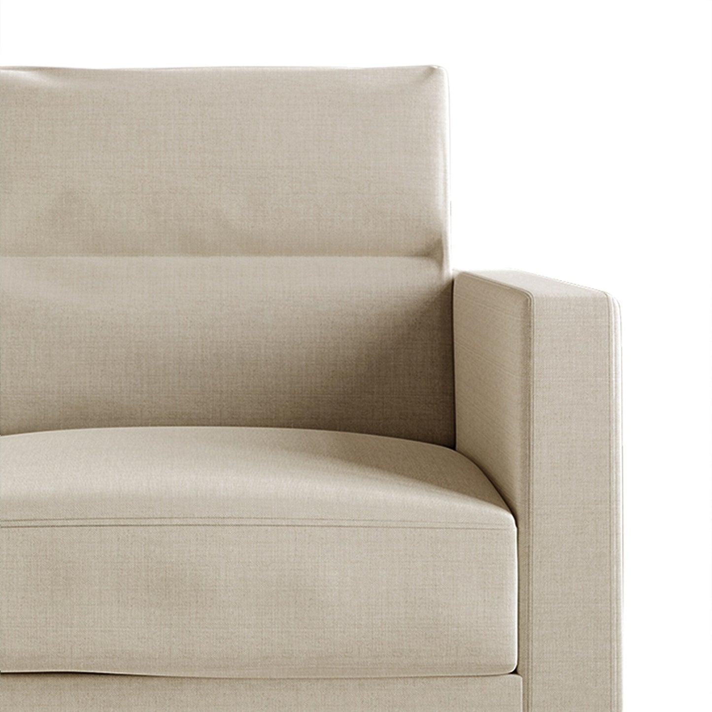 Divano imbottito in lino pulito e minimalista CraftPorch