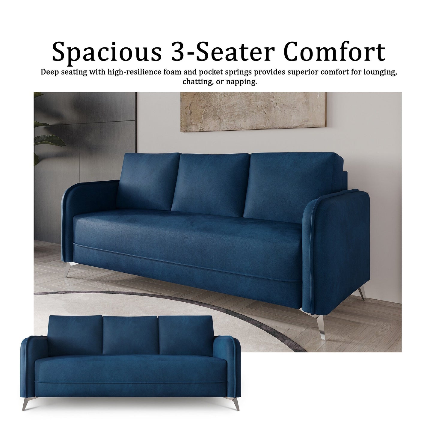 Divano imbottito in velluto di lusso CraftPorch