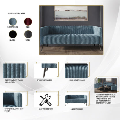 Divano imbottito in velluto a coste CraftPorch, moderno e glamour