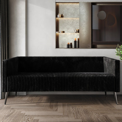 Divano imbottito in velluto a coste CraftPorch, moderno e glamour