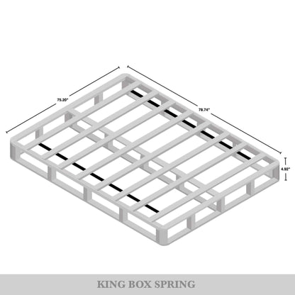 Base per letto a molle in legno massello CraftPorch da 5 pollici con doghe in legno e rivestimento in lino nero