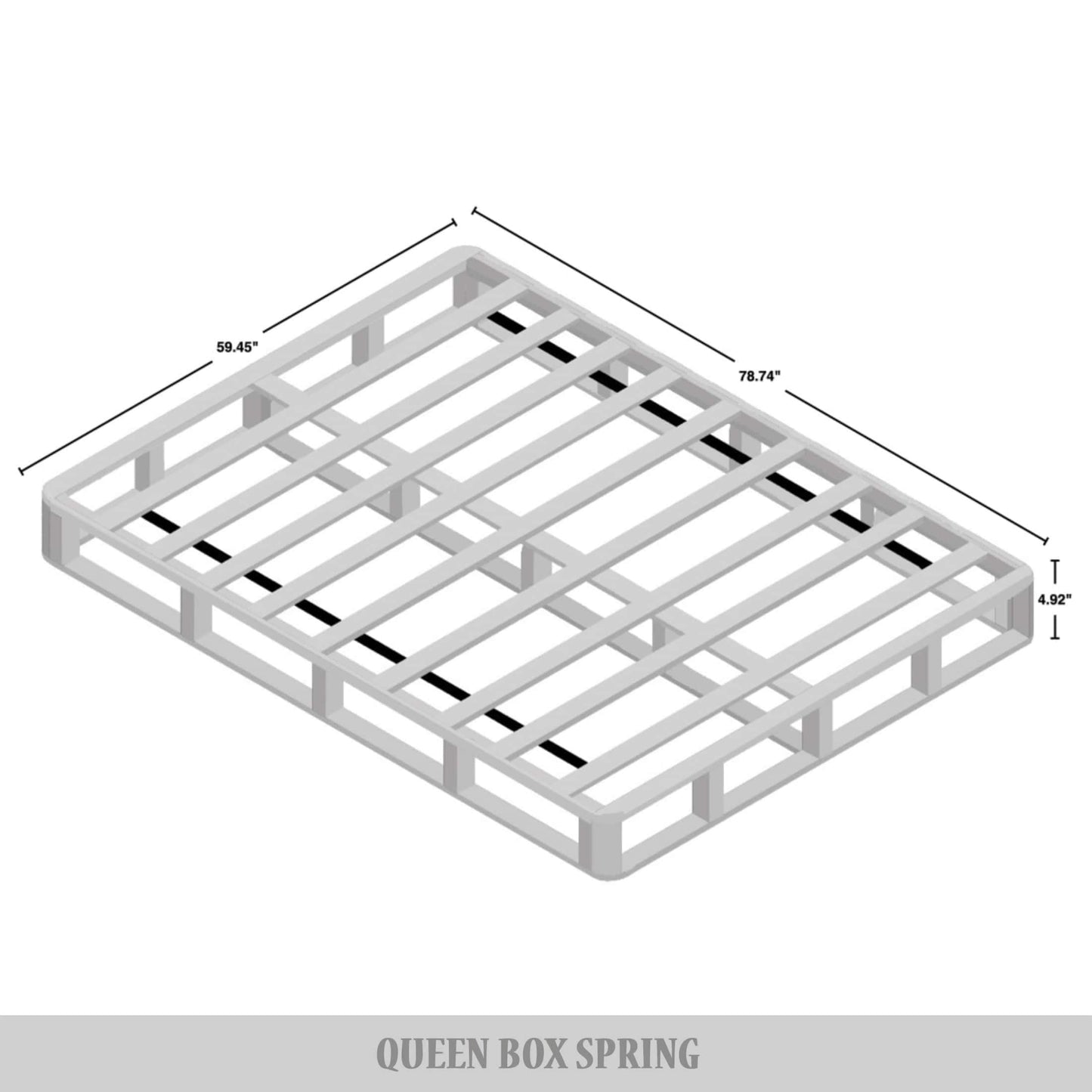 Base per letto a molle in legno massello CraftPorch da 5 pollici con doghe in legno e rivestimento in lino nero