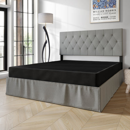 Base per letto a molle in legno massello CraftPorch da 5 pollici con doghe in legno e rivestimento in lino nero