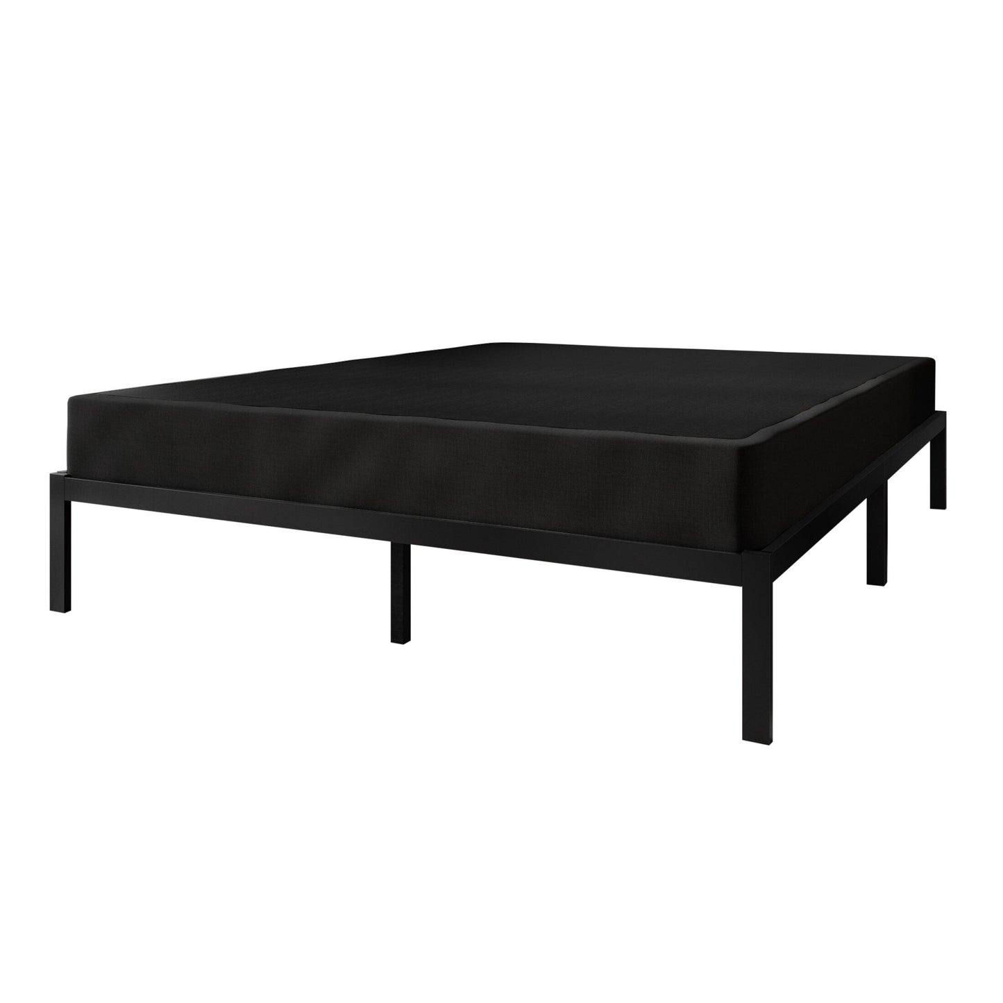 Base per letto a molle in legno massello CraftPorch da 5 pollici con doghe in legno e rivestimento in lino nero