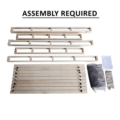 Base per letto a molle in legno massello CraftPorch da 5 pollici con doghe in legno e rivestimento in lino nero