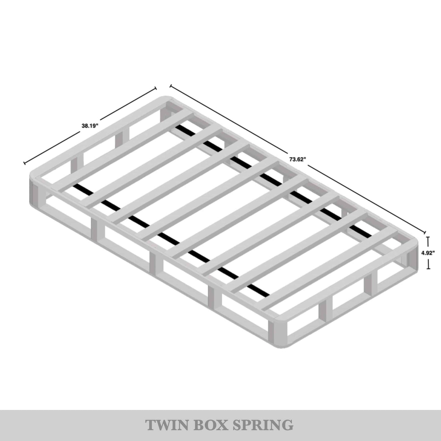 Base per letto a molle in legno massello CraftPorch da 5 pollici con doghe in legno e rivestimento in lino grigio caldo