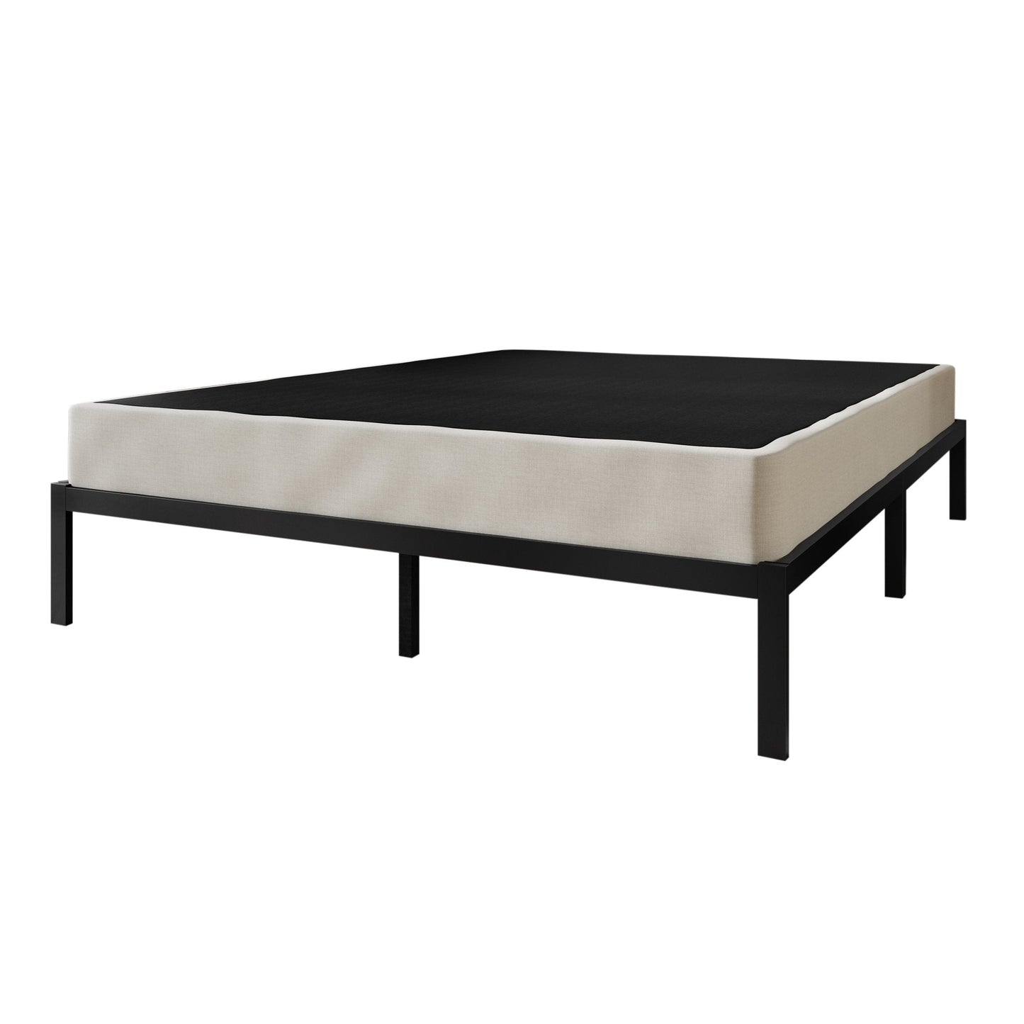 Base per letto a molle in legno massello CraftPorch da 5 pollici con doghe in legno e rivestimento in lino grigio caldo